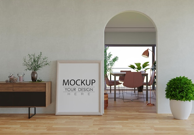 Poster Frame in living room Psd Mockup