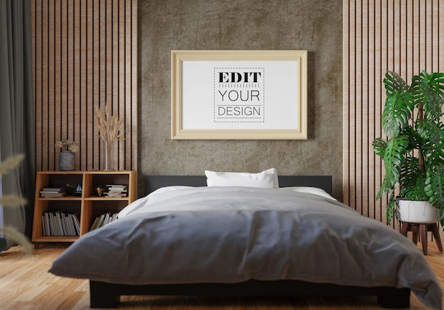 Рамка для плаката в гостиной Psd Mockup