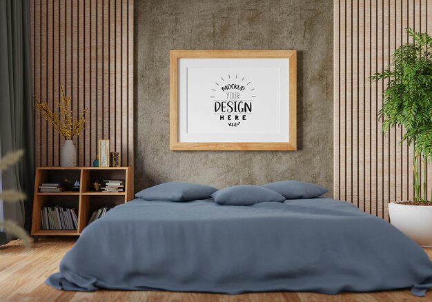 Poster Frame in living room Psd Mockup