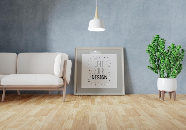 Poster Frame in living room Psd Mockup