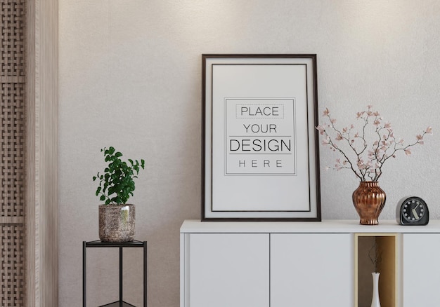 Poster Frame in living room Psd Mockup