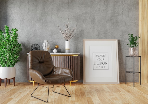 Poster Frame in living room Psd Mockup