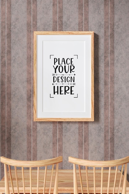 Poster frame in living room psd mockup