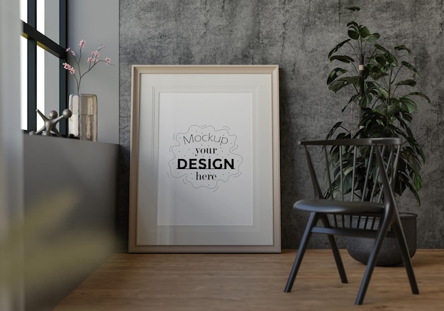 Рамка для плаката в гостиной Psd Mockup