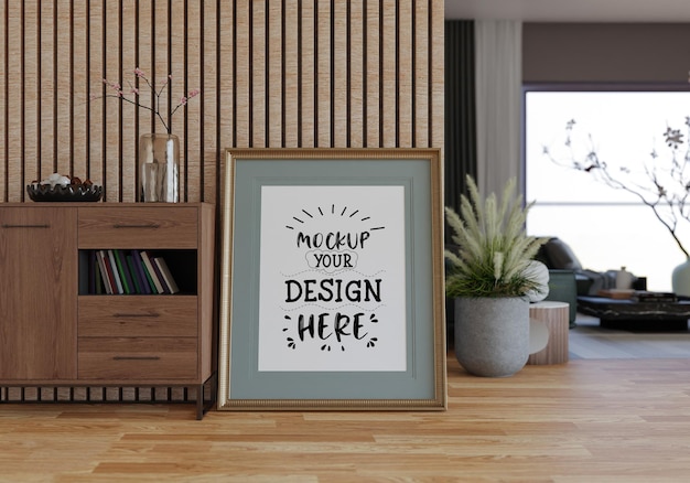 Poster Frame in living room Psd Mockup