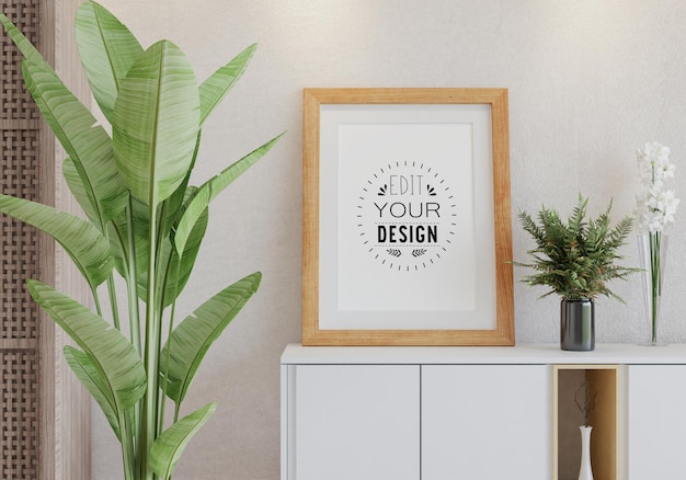 Poster Frame in living room Psd Mockup