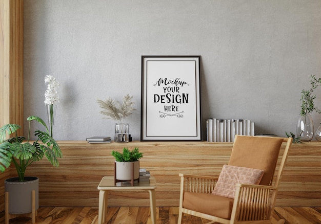 Poster Frame in living room Psd Mockup