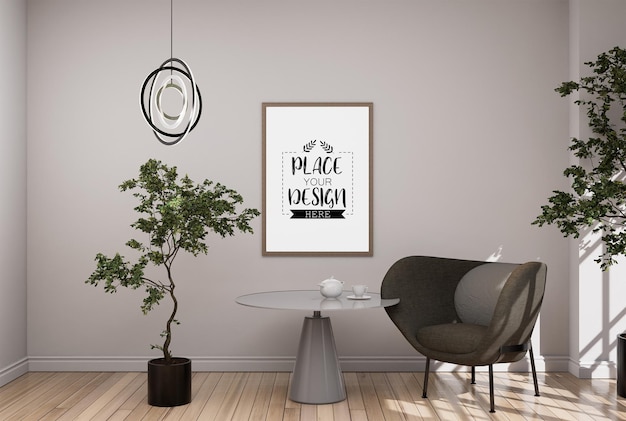 Poster Frame in living room Psd Mockup