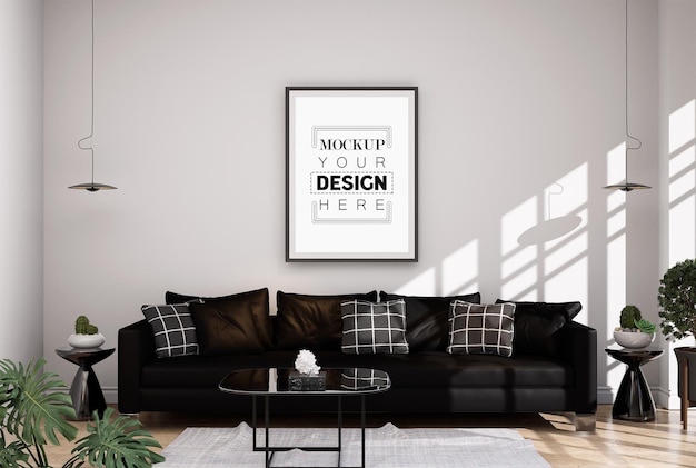 Poster Frame in living room Psd Mockup