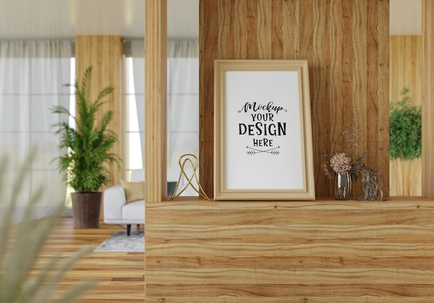 Poster Frame in living room Psd Mockup