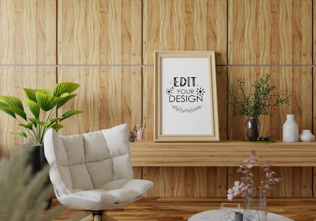 Poster Frame in living room Psd Mockup