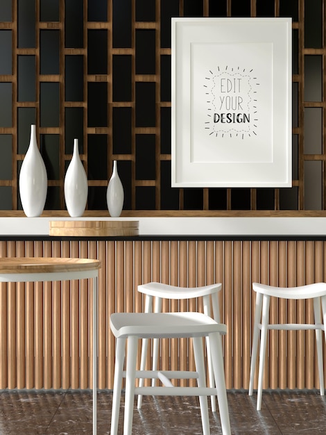 poster frame in living room psd mockup