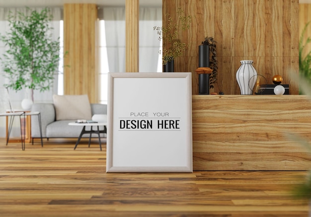 Poster Frame in living room Psd Mockup