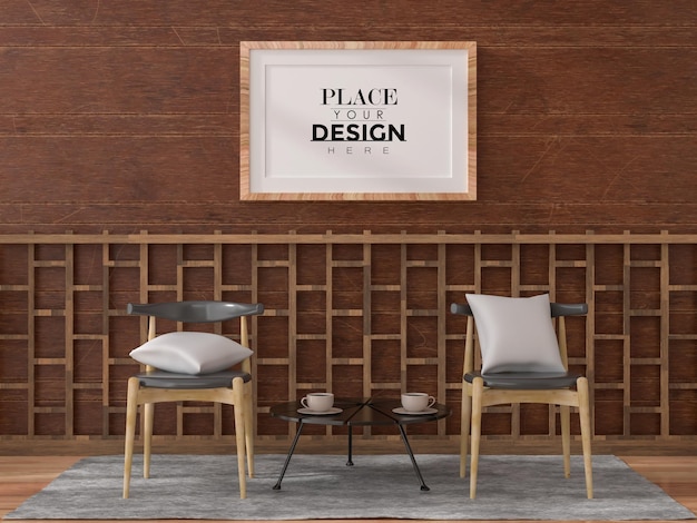 Poster Frame in living room Psd Mockup