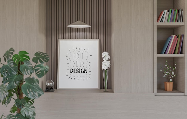 Poster Frame in living room Psd Mockup