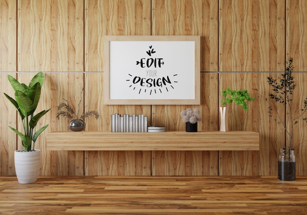 Poster Frame in living room Psd Mockup