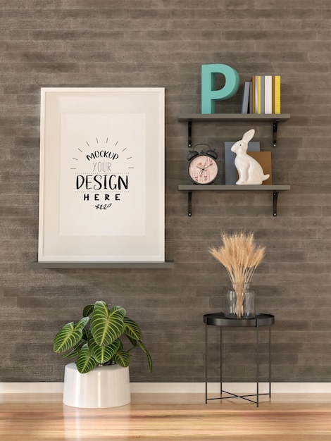 Poster Frame in living room Psd Mockup