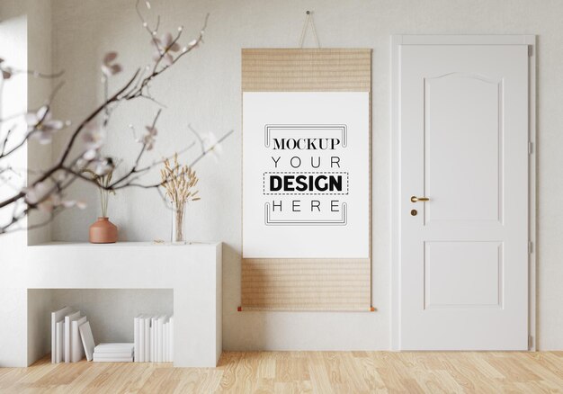 Poster Frame in living room Psd Mockup