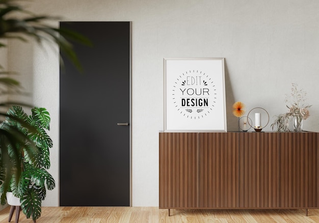 Cornice per poster in soggiorno psd mockup