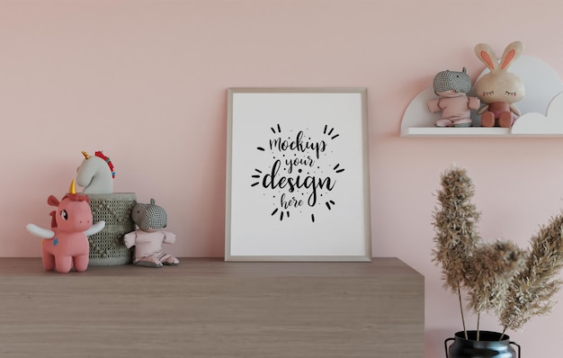 Рамка для плаката в гостиной Psd Mockup