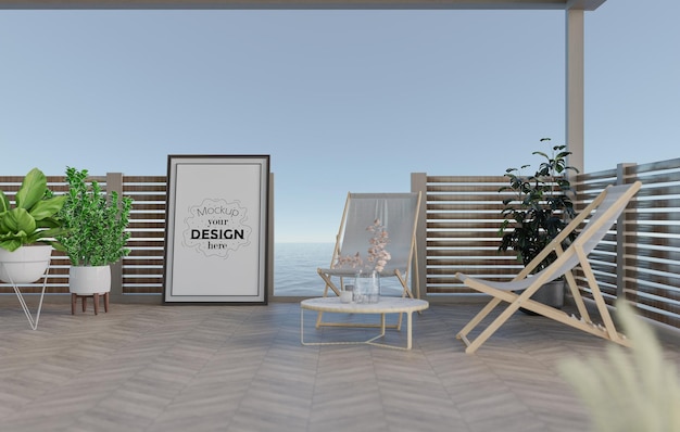 poster frame in living room psd mockup