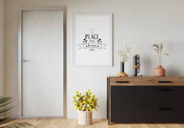 Poster Frame in living room Psd Mockup