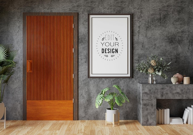 Poster Frame in living room Psd Mockup