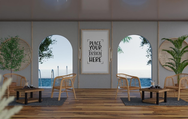 Poster Frame in living room Psd Mockup