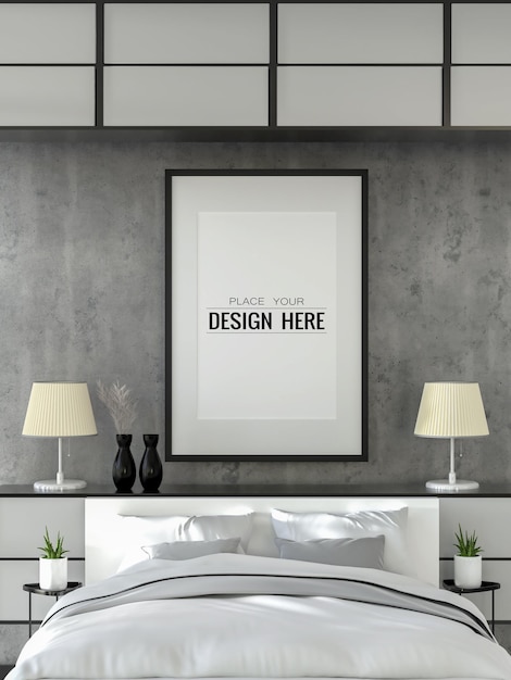 Cornice per poster in soggiorno psd mockup