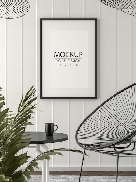 Poster Frame in living room Psd Mockup