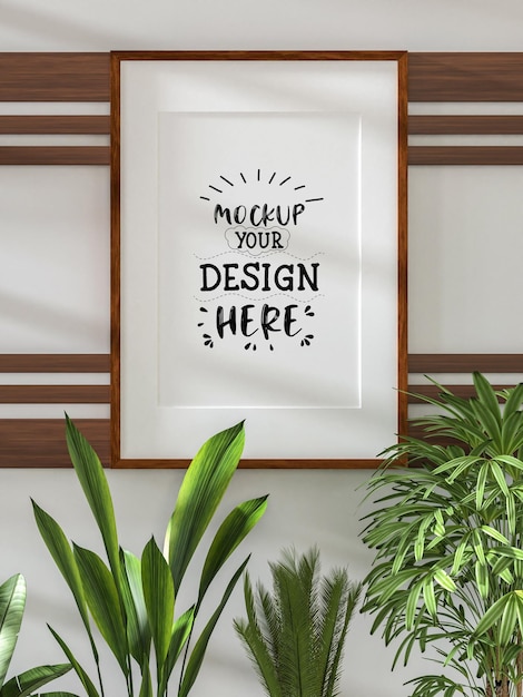 Cornice per poster in soggiorno psd mockup