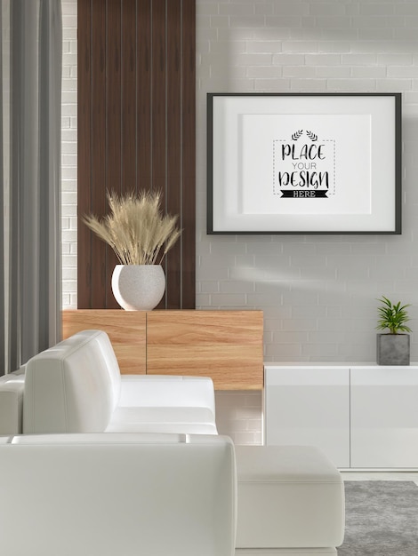 Poster Frame in living room Psd Mockup