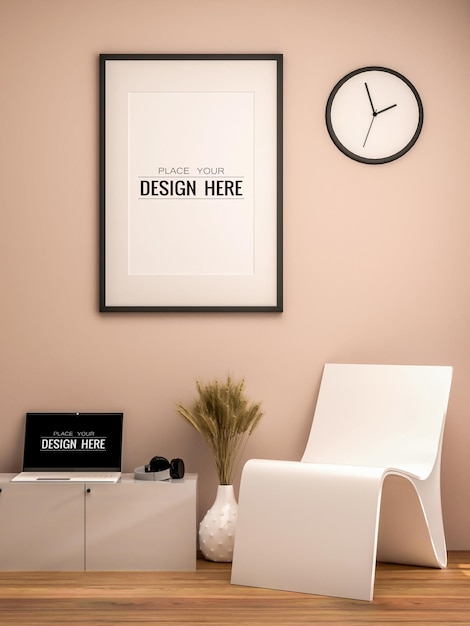 PSD cornice per poster in soggiorno psd mockup