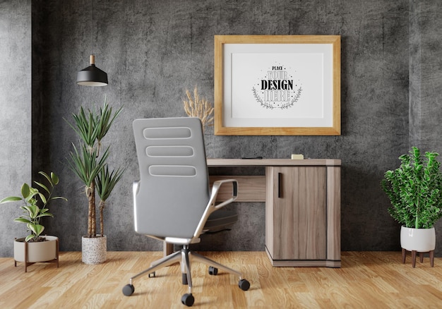 Poster Frame in living room Psd Mockup