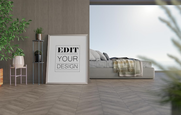 Poster Frame in living room Psd Mockup