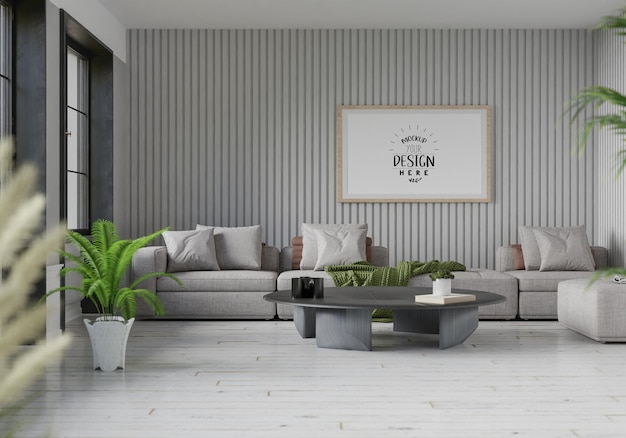 Poster Frame in living room Psd Mockup