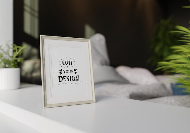 Poster Frame in living room Psd Mockup