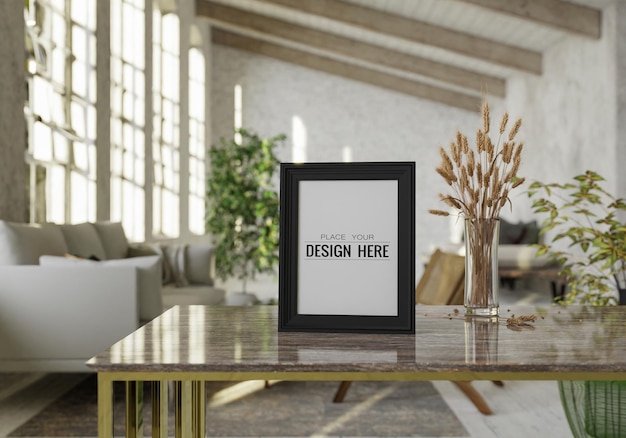 Poster Frame in living room Psd Mockup