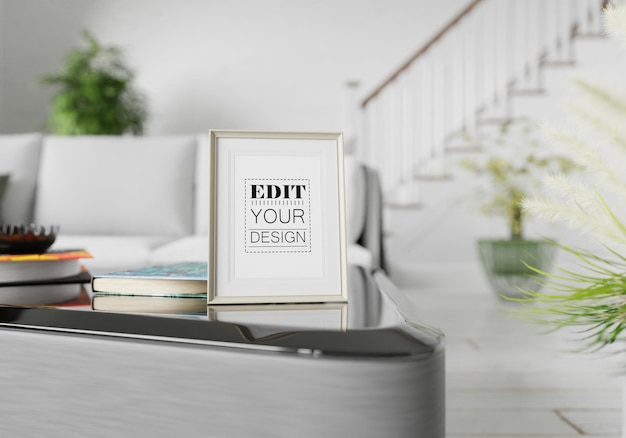 Poster Frame in living room Psd Mockup