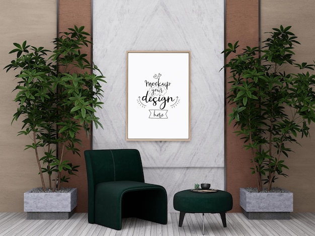 Poster Frame in living room Psd Mockup