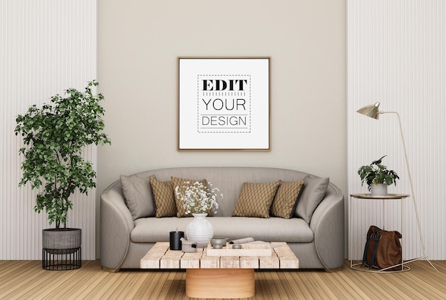 Poster Frame in living room Psd Mockup