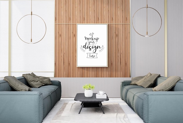 Poster Frame in living room Psd Mockup