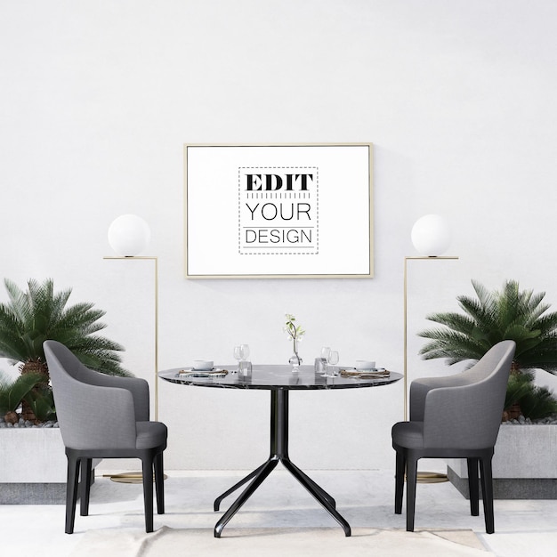 Poster Frame in living room Psd Mockup