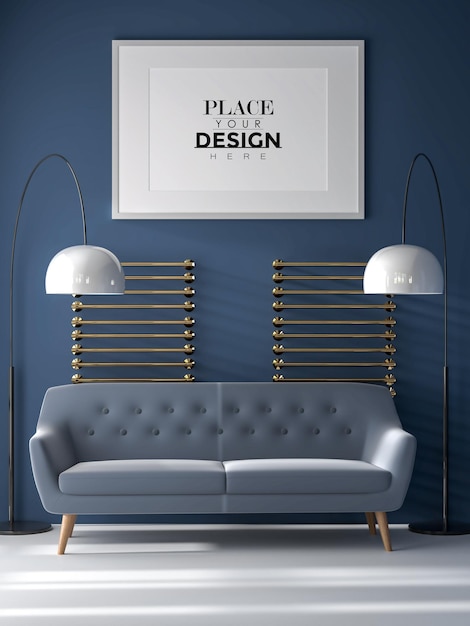 Poster Frame in living room Psd Mockup