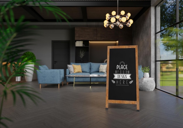 Poster Frame in living room Psd Mockup