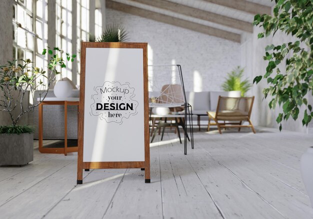 Cornice per poster in soggiorno psd mockup