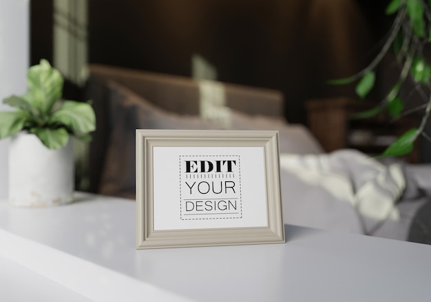 poster frame in living room psd mockup