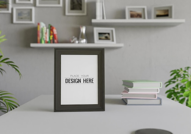 Poster Frame in living room Psd Mockup