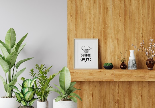 Poster Frame in living room Psd Mockup