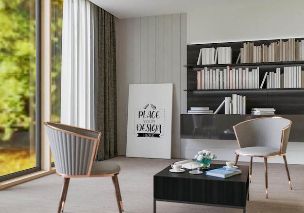 Poster Frame in living room Psd Mockup